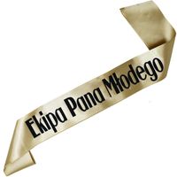 Ekipa Pana Młodego - starozłota szarfa z czarnym nadrukiem