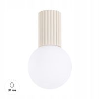 Lampa sufitowa beżowa ryflowana szklana biała kula do łazienki IP44 Sollux