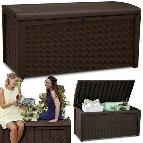 Skrzynia Ogrodowa Balkonowa Keter Siedzisko Schowek Kufer 416L Brąz na Arena.pl
