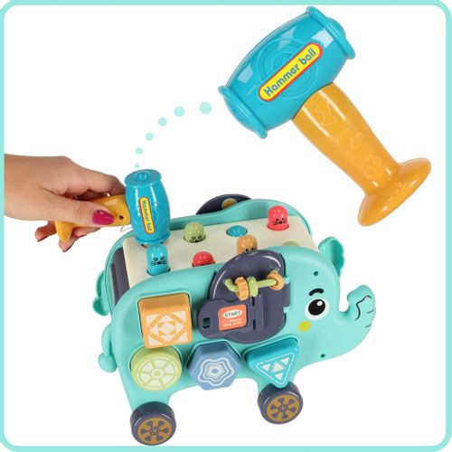 Słonik interaktywny montessori wbijak sorter klocki młotek 26cm na Arena.pl