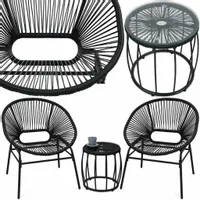 KRZESŁO OGRODOWE x2 STOLIK Zestaw mebli ogrodowych MAYA Black FOCUS GARDEN