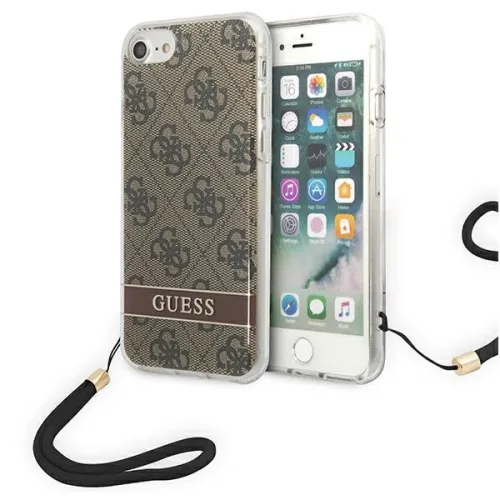 Etui Guess 4G Print Strap na iPhone SE 2022 / SE 2020 / 7 / 8 - brązowe na Arena.pl