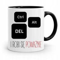 Kubek Czarny Informatyka Programisty Ctrl Alt Del Z Nadrukiem Ze Zdjęciem