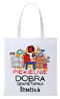 Dla Sekretarki Na Prezent Torba Eco Biała Shopper Z Nadrukiem Ze Zdjęciem