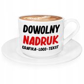 FILIŻANKA ZE SPODKIEM Z WŁASNYM NADRUKIEM TWOIM ZDJĘCIEM - LOGO NA
