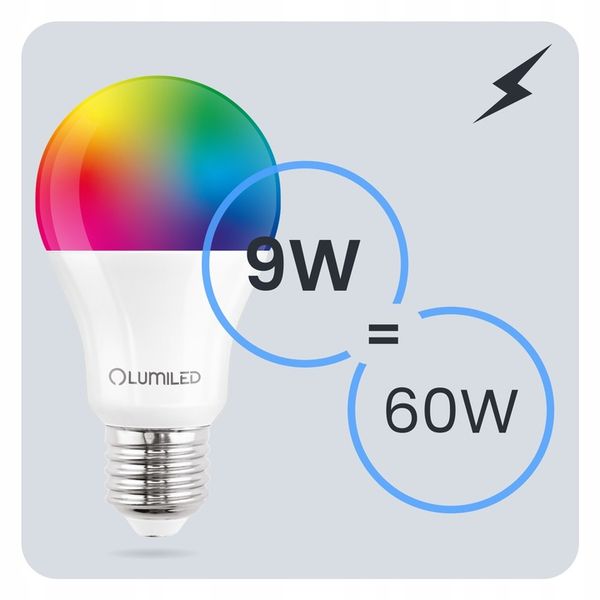 3x Żarówka LED E27 A60 9W = 60W 806lm RGBW Ściemnialna Inteligentna + zdjęcie 10