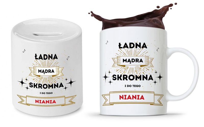 Zestaw Dla Niani Opiekunki Kubek + Skarbonka Z Nadrukiem Ze Zdjęciem zdjęcie 1
