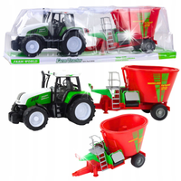 Traktor Rolniczy Farmerski Z Przyczepą Mieszalnik Paszy Zielony 50cm Lean
