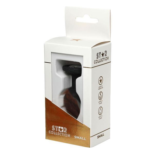 Star Collection - Black Silicone Anal Plug S - Clear Stone zdjęcie 1