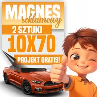 Profesjonalny Magnes 10x70 cm na Samochód - Twoja Reklama LOGO - 2 sztuki