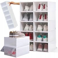 10 x PUDEŁKO POJEMNIK ORGANIZER NA BUTY Z KLAPĄ SZAFKA MODUŁOWA BIAŁA