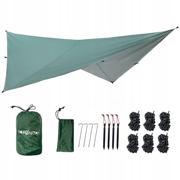 TARP TURYSTYCZNY PŁACHTA BIWAKOWA WODOODPORNA OCHRONNA 360X290CM SURVIVAL zdjęcie 1