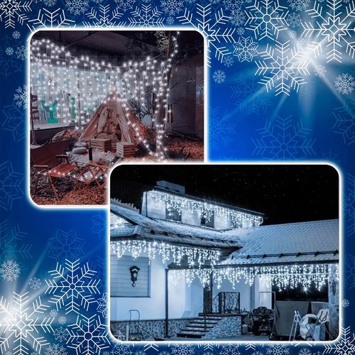 SOPLE 500 LED biały zimny + FLASH LAMPKI ZEWNĘTRZNE 23m GIRLANDA Kurtyna na Arena.pl