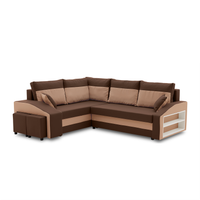 Narożnik, lewy, półka, pufy w lewym, LUSSO, 254x179x82, brąz | TYLETEGOTU