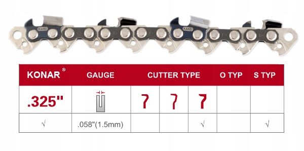 ŁAŃCUCH KONAR 325 1,5mm 64 ogniwa WZMACNIANY zdjęcie 4