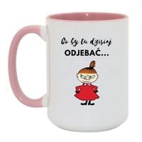 KUBEK "CO BY TU DZISIAJ ODJEBAĆ..." Wzór - Duży Biało-Różowy 450 ml