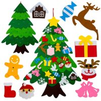 Choinka filcowa na ścianę kreatywna dla dzieci diy + ozdoby