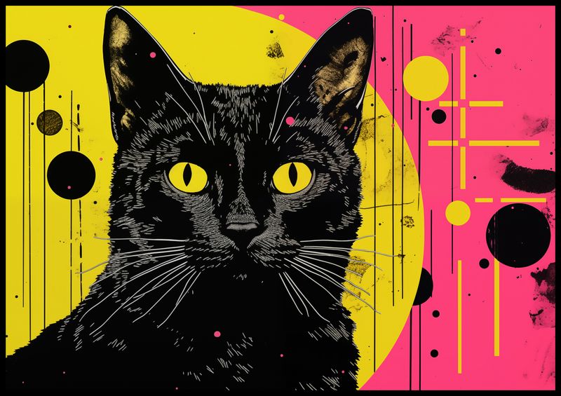 Plakat 100x70cm Neonowy Kocur zdjęcie 2