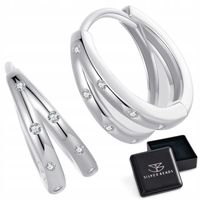 K505 Podwójne koła kryształkami zatrzaski eleganckie kolczyki srebro 925