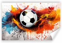 Fototapeta PREMIUM STRUKTURA ZMYWALANA Piłka nożna na tle rozlanej farby