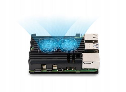 Aluminiowa obudowa do Raspberry Pi 5 z dwoma wentylatorami PWM i radiatorem na Arena.pl