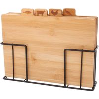 zestaw 4 desek kuchennych bambusowych w stojaku 259004