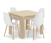 Stół do kuchni 80x80 cm sonoma + 4 krzesła białe nogi naturalne kpl.