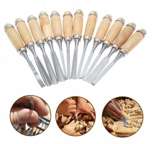 ZESTAW DŁUT DO DREWNA RZEŹBIENIA 12 SZTUK DŁUTA na Arena.pl