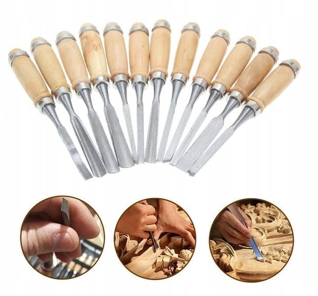 ZESTAW DŁUT DO DREWNA RZEŹBIENIA 12 SZTUK DŁUTA zdjęcie 7