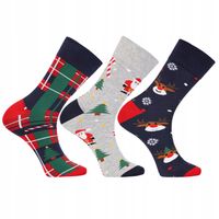 Skarpetki Świąteczne Męskie Bawełniane 3-PARY NA PREZENT KOLOR MORAJ 39-42