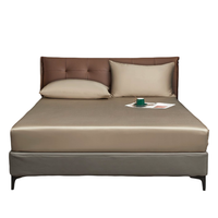 Prześcieradło satynowe z gumką 200x200 brązowe mikrofibra bambusowa 30cm