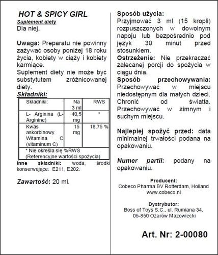 Supl.diety Hot Spicy Girl 20ml na Arena.pl