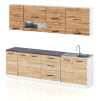 Meble Kuchenne Drewniane Kuchnia Robo Lux 2.6m Modułowe Szafki Wotan Sonoma