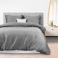 Pościel Bawełniana 160X200 Satyna Kolor Popiel