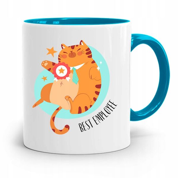 Pracownika Kubek Błękitny Best Employee Z Nadrukiem Ze Zdjęciem zdjęcie 1
