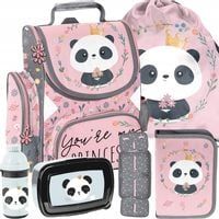 PANDA SZKOLNY TORNISTER ZESTAW 5w1 DLA DZIEWCZYNEK MIŚ PANDA PASO