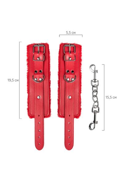 anonymo handcuffs, pu leather, red, 27 cm zdjęcie 5