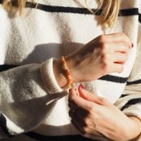 Bransoletka - cięty Karneol kulki 4mm i srebro złocone