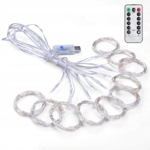 Kurtyna LED USB 5V 300LED 3x3m + pilot biała ciepła zdjęcie 5