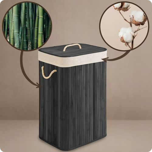 BAMBUSOWY KOSZ NA PRANIE BIELIZNĘ DUŻY POJEMNIK Z POKRYWĄ 72L na Arena.pl