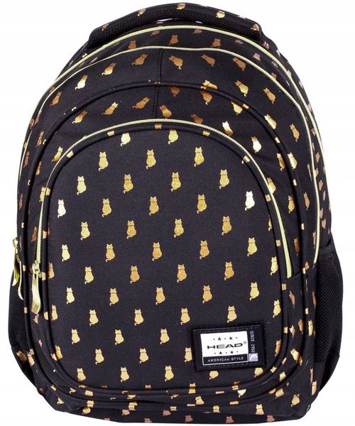 PLECAK TORNISTER SZKOLNY Z KOTKIEM KOT CZARNY ZŁOTY GOLDEN KITTY zdjęcie 2