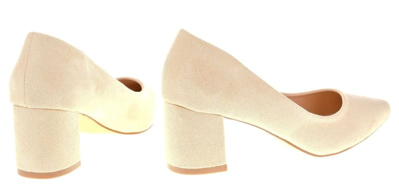 Czółenka zamszowe na słupku 6 cm. szpic beżowe Rozmiar obuwia - 39 zdjęcie 6