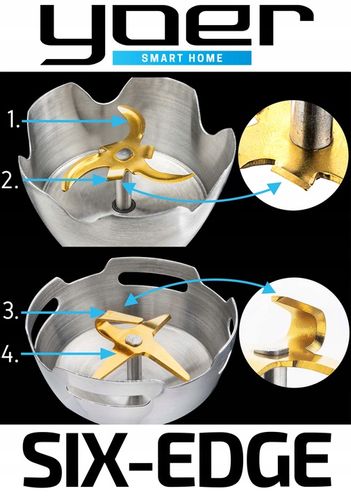 8w1 Blender ręczny Wielofunkcyjny Yoer +Tytanowe ostrza 1500W +14 ELEMENTÓW na Arena.pl