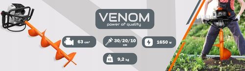 POTĘŻNA WIERTNICA SPALINOWA GLEBOWA VENOM 3 WIERTŁA 30/20/10CM + na Arena.pl