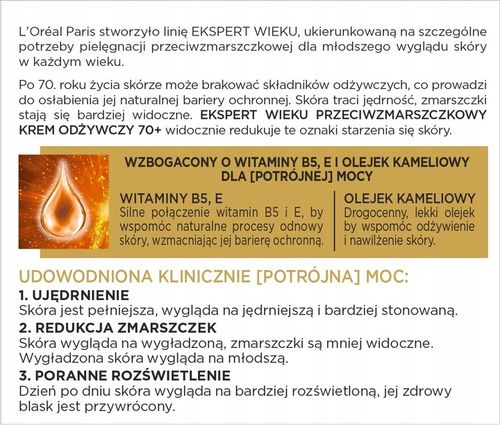 Loreal Ekspert Wieku 70+ Przeciwzmarszczkowy Krem Do Twarzy Na Noc 50ml na Arena.pl