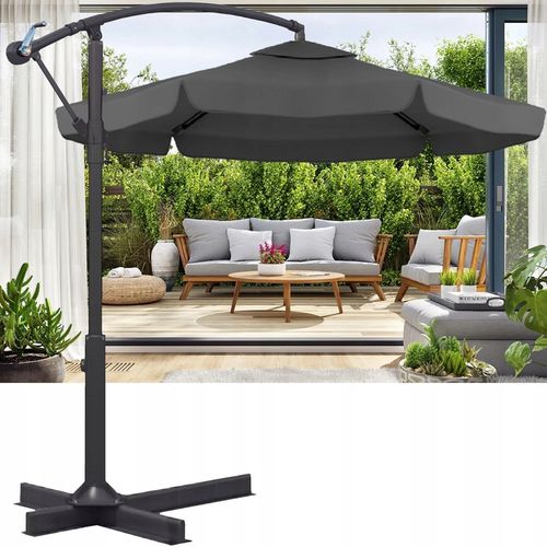 PARASOL ogrodowy DUŻY SKŁADANY SOLIDNY z WYSIĘGNIKIEM i FALBANĄ + POKROWIEC na Arena.pl