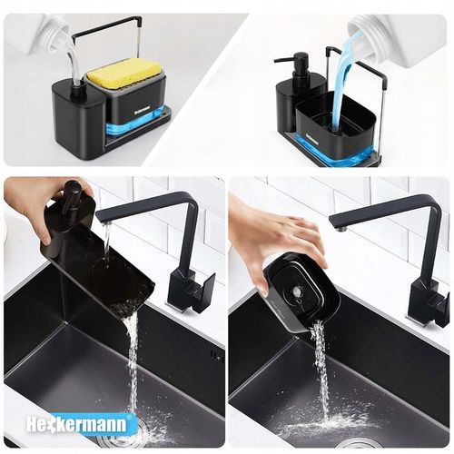 DOZOWNIK NA PŁYN DO MYCIA NACZYŃ MYDŁA POJEMNIK + GĄBKA ORGANIZER DO KUCHNI na Arena.pl