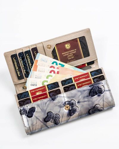 duży, skórzany portfel damski na zatrzask i bigiel - peterson na Arena.pl