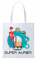 Dla Kuriera Dostawcy Torba Eco Biała Shopper Z Nadrukiem Ze Zdjęciem
