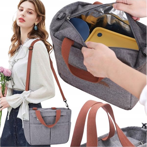 LUNCH BOX Termiczna Torba na napoje jedzenie Śniadanie duża podróżna zdjęcie 4